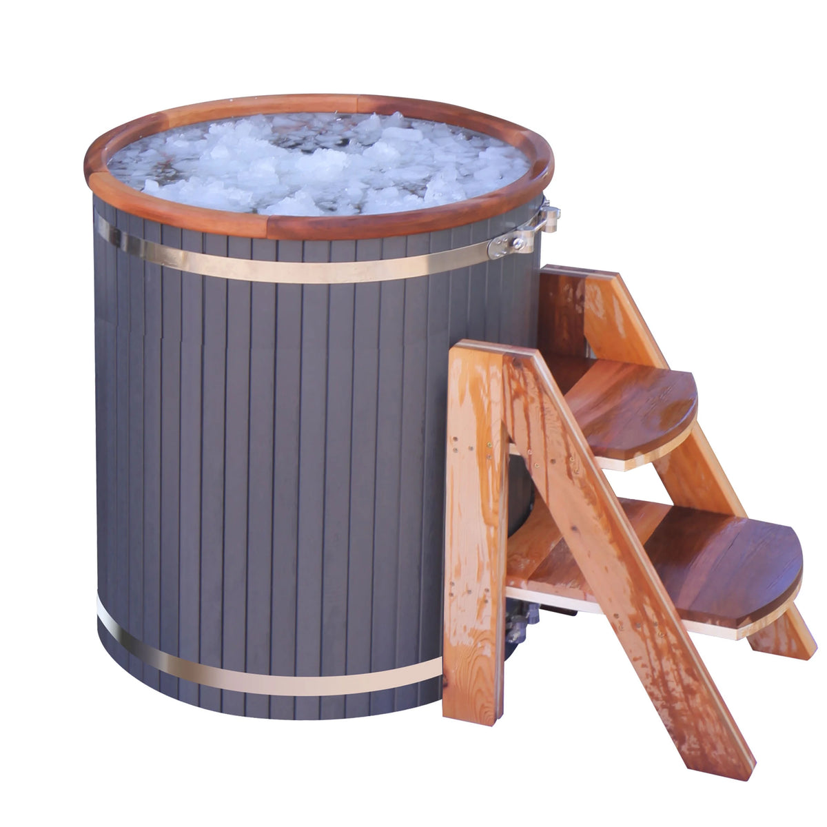 ALEKO 118-Gallon 1-Person Cold Plunge Tub with Cedar Steps and Insulated Cover