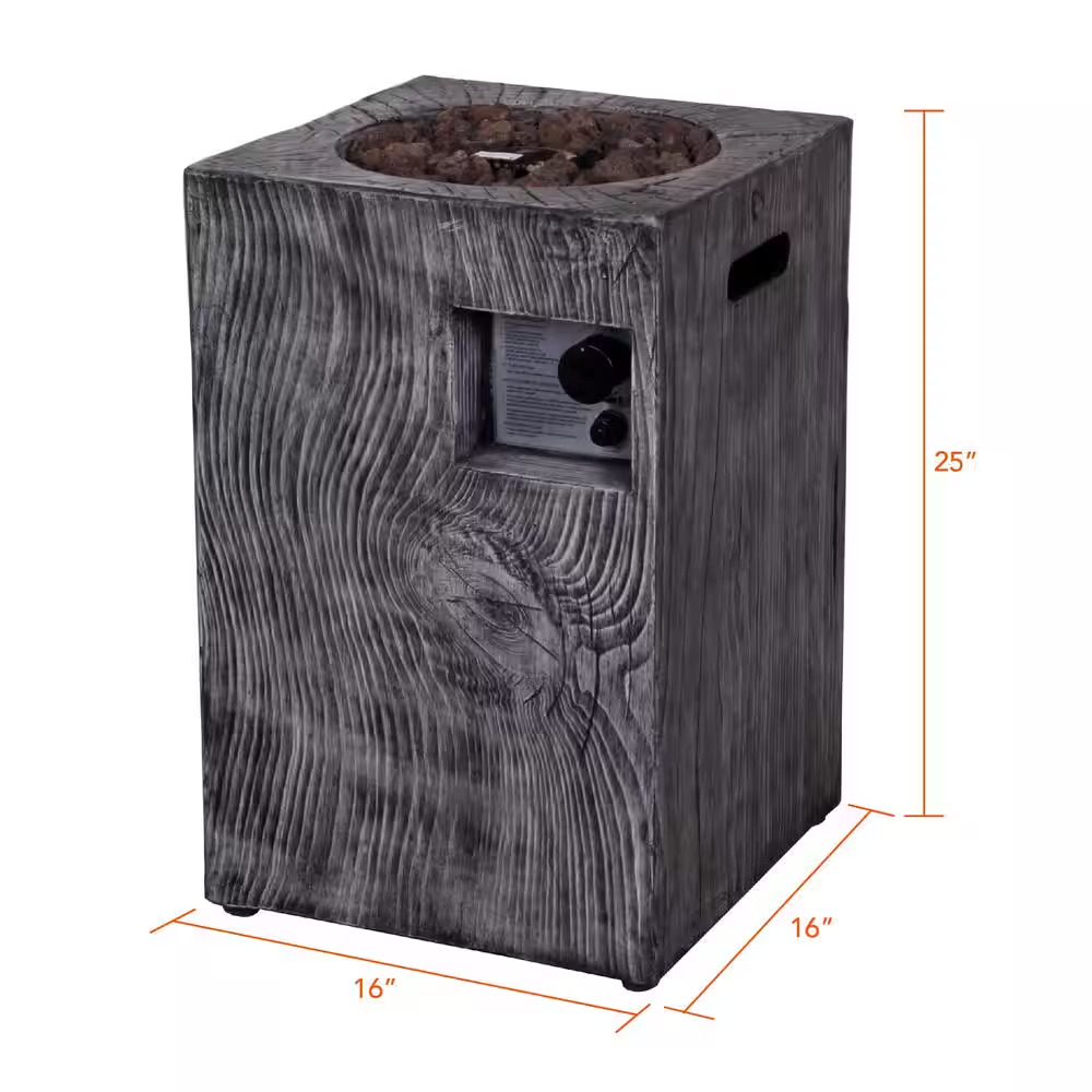 Outdoor Propane Fire Pit, 30000 BTU Column Propane Fire Pit, Wood-Look Surface