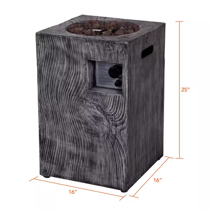 Outdoor Propane Fire Pit, 30000 BTU Column Propane Fire Pit, Wood-Look Surface