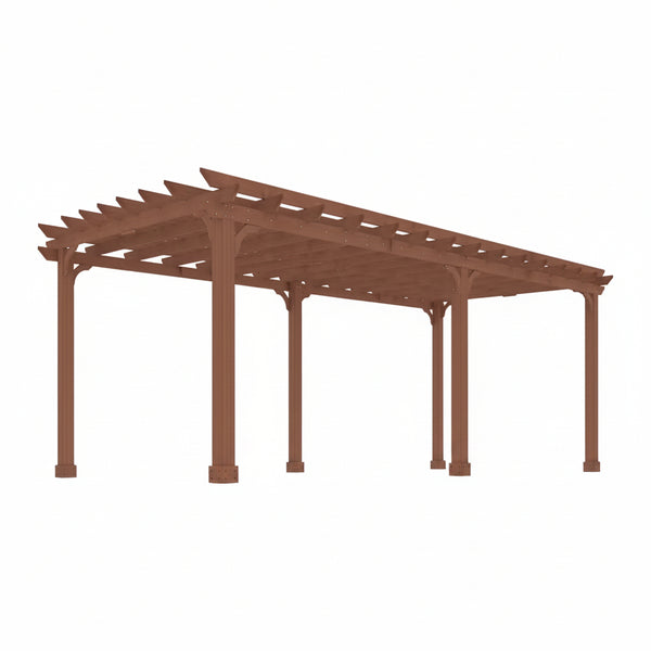 20 Ft. W X 12 Ft. D Cedar Wood Patio Pergola Shade Structure for Outdoor, Brown