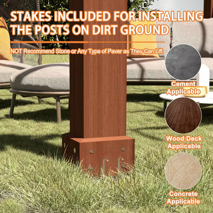 20 Ft. W X 12 Ft. D Cedar Wood Patio Pergola Shade Structure for Outdoor, Brown