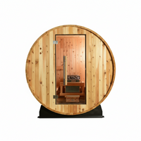 Outdoor Barrel Sauna Built for Wellness Retreats, 2-Person Steam, 72x47 Cedar, 240V Electric Heater