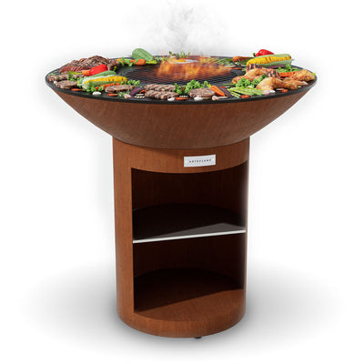 Arteflame Classic 40 Inch Storage Base Flat-Top Grill and Fire Bowl (CORTEN Steel)