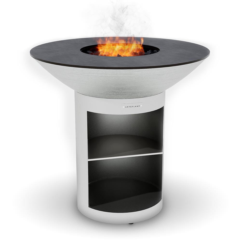 Arteflame 40″ Platinum Series — Stainless Fire Bowl Flat-Top Grill with Storage Base: Contemporary All-Stainless Steel, Built for Steakhouse Results