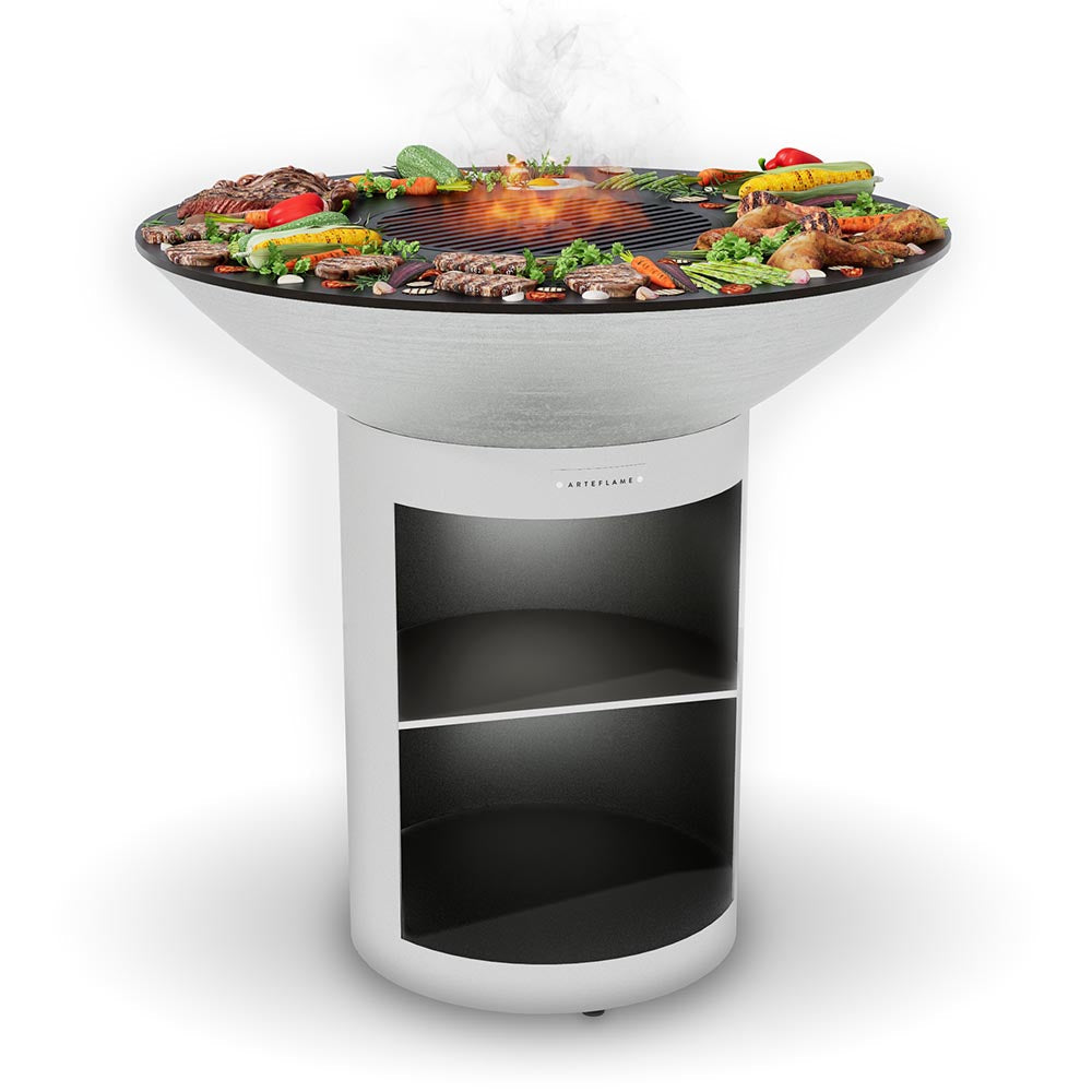 Arteflame 40″ Platinum Series — Stainless Fire Bowl Flat-Top Grill with Storage Base: Contemporary All-Stainless Steel, Built for Steakhouse Results