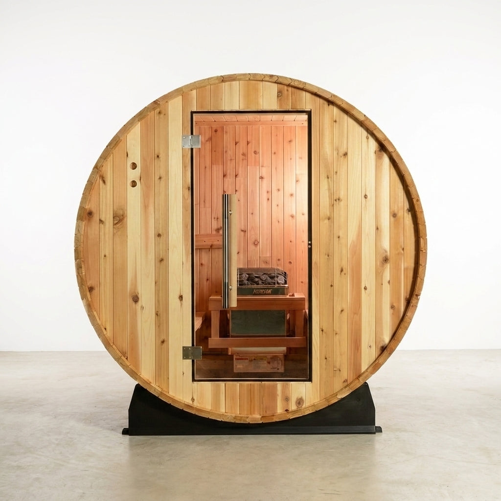 Duet 2-Person Outdoor Barrel Sauna — Studio Shot