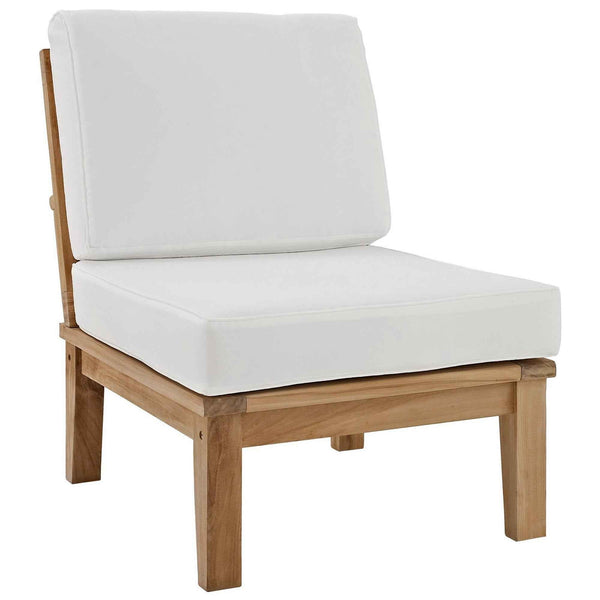 Marina 10-Piece Outdoor Teak Dining Set with White Cushions