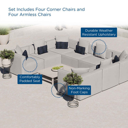 Patio Elegance Sectional Sofa - Saybrook 8-Piece Outdoor Upholstered Sofa by Modway