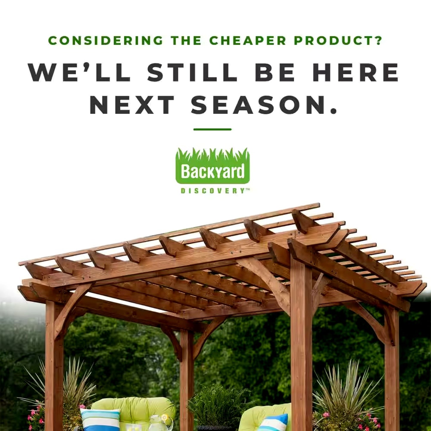 10 Ft. X 10 Ft. Traditional All Cedar Wood Outdoor Patio Pergola Shade Structure
