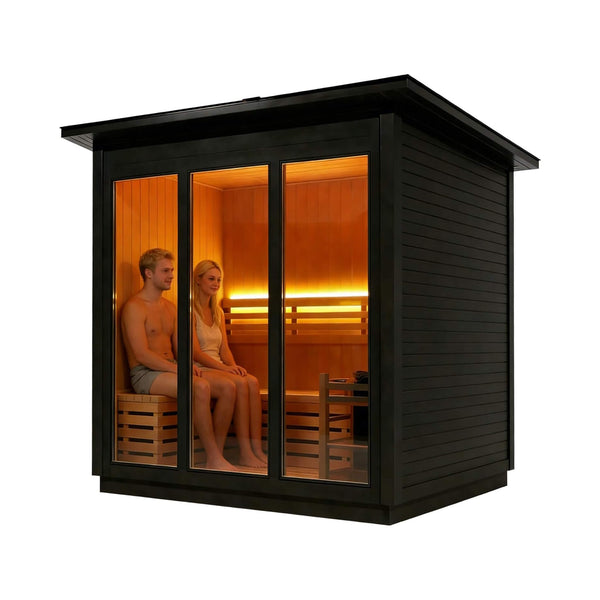 Custom 6-Person Canadian Red Cedar Outdoor Steam Sauna with Heater and Stones [Made-To-Order]