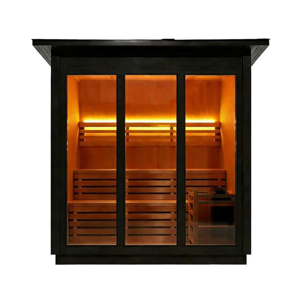 Custom 6-Person Canadian Red Cedar Outdoor Steam Sauna with Heater and Stones [Made-To-Order]