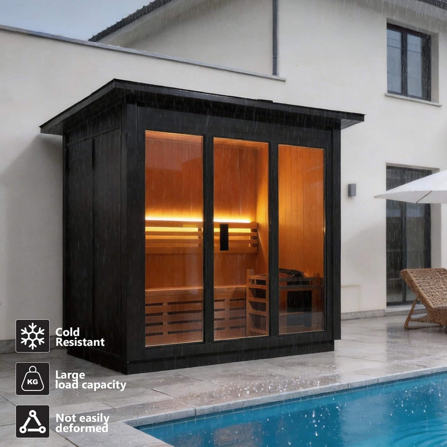 Custom 6-Person Luxury Canadian Red Cedar Outdoor Steam Sauna With Heater And Stones [Made-To-Order] (SAK78615)