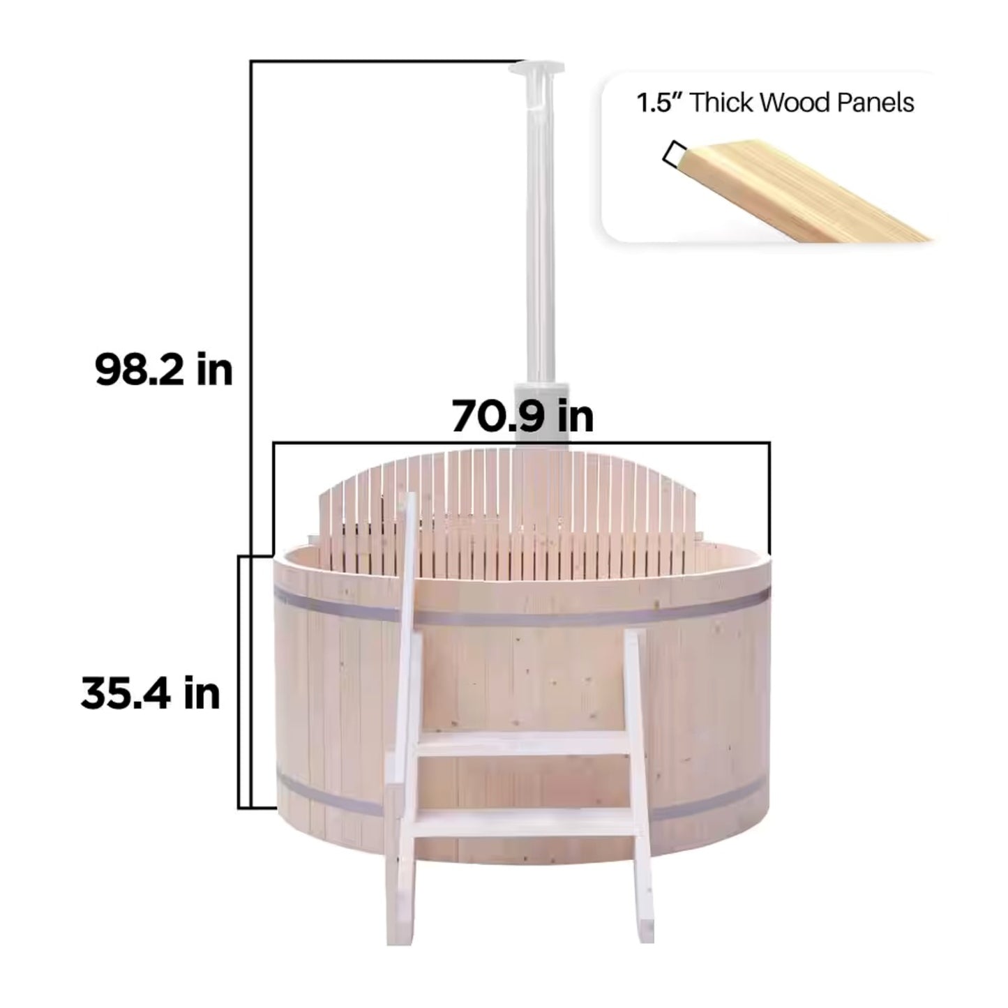Wood Fired 4-Person to 5-Person 0-Jet Hot Tub and Ice Bath with Internal Stove Pine