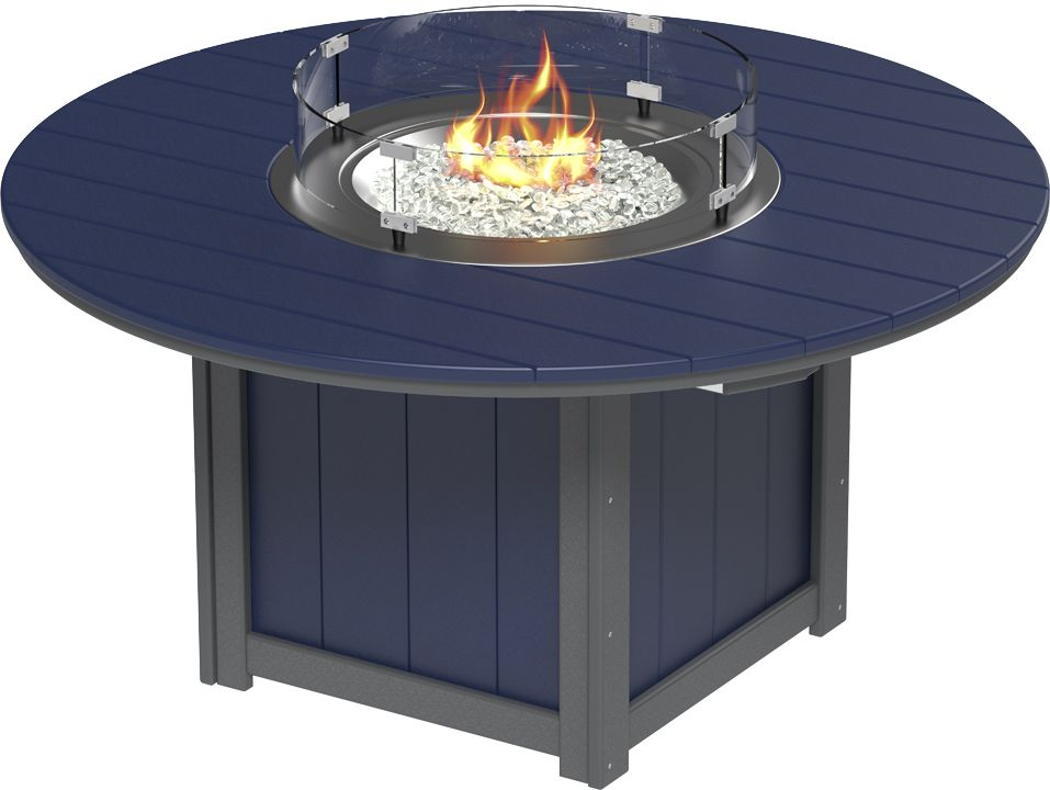 LFT60R Lumin Fire Table 60 inch Round - lifestyle view on patio at dusk