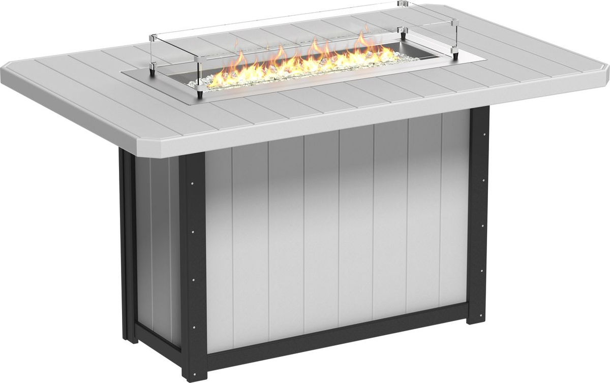 LFT79R Lumin Fire Table 79 inch Rectangular - lifestyle view at dusk