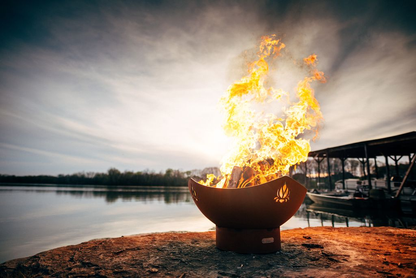 Firepit Art fire pit bowl lifestyle shot at golden hour