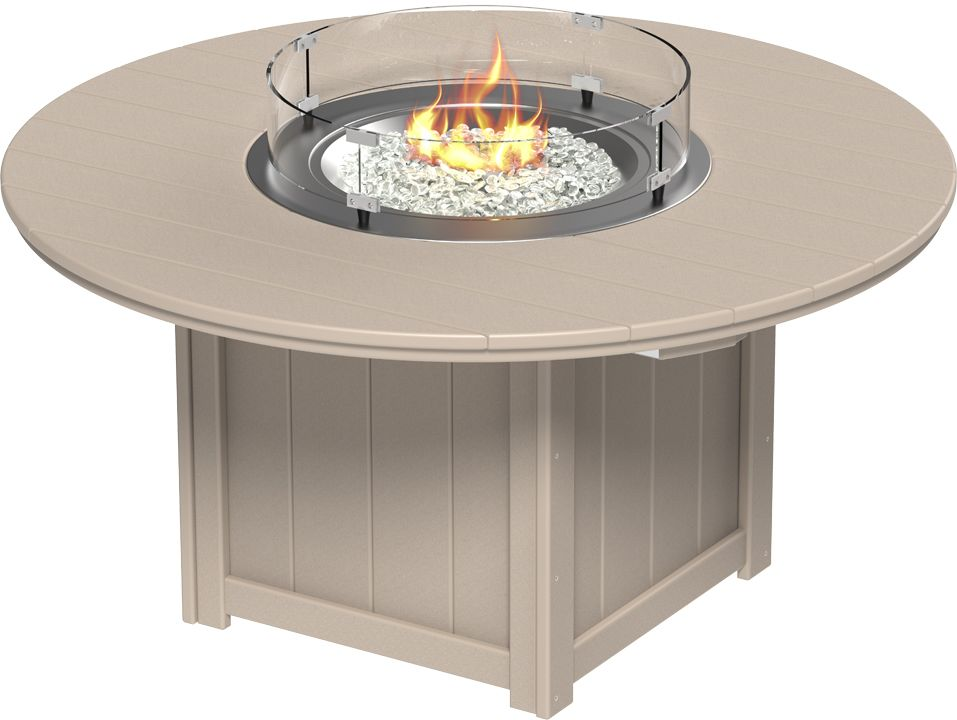LFT60R Lumin Fire Table 60 inch Round - Antique Mahogany finish lifestyle view