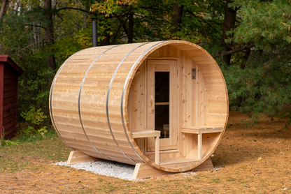 CT Serenity Barrel Sauna beside a lake
