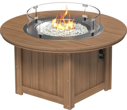LFP46R Lumin Fire Pit 46 inch Round - Premium Woodgrain finish with glass wind guard and fire glass